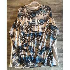 Huk Performance Fishing Shirt Men's XXL 2XL Long Sleeve Mossy Oak Hydro Camo